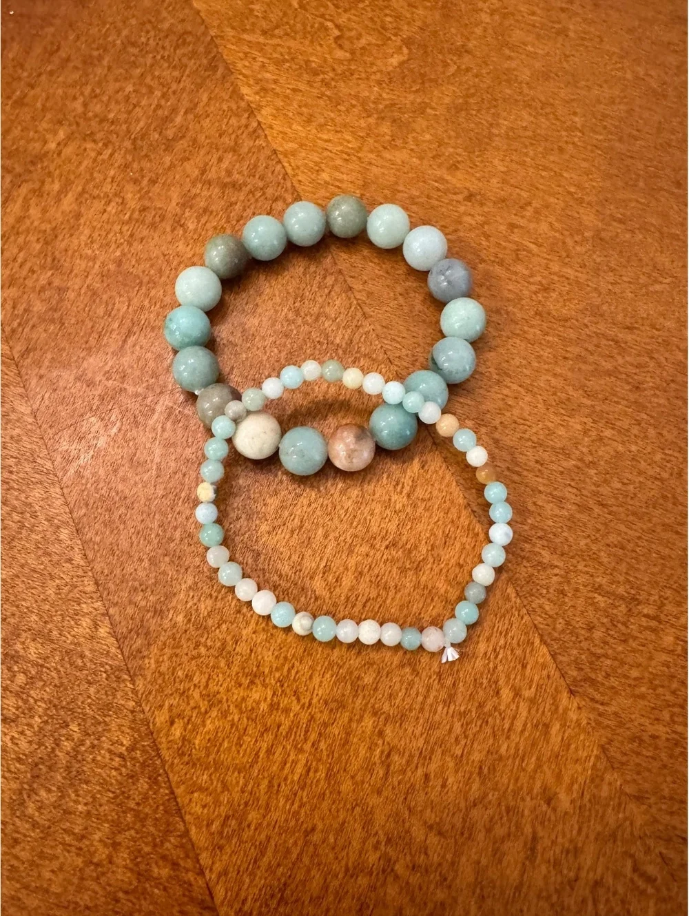 Set of 2 Handmade Beaded Bracelets in Soft Pastel Tones 547